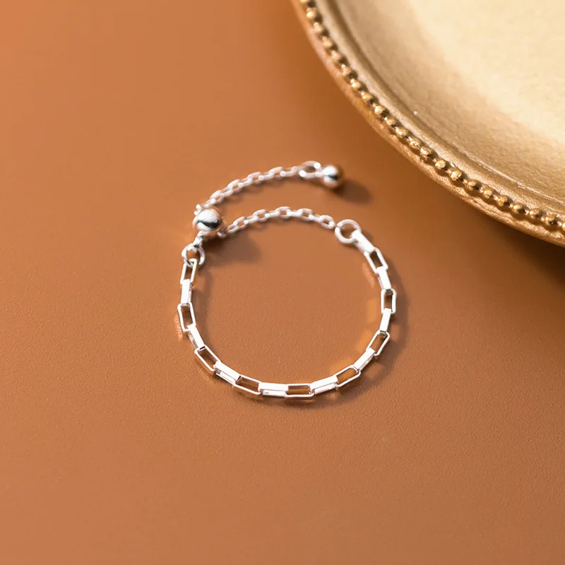 

925 Sterling Silver Adjustable Chain Rings Charm Boho Minimalism Birthday Gift Haut Femme Anillos Rings for Women Jewelry