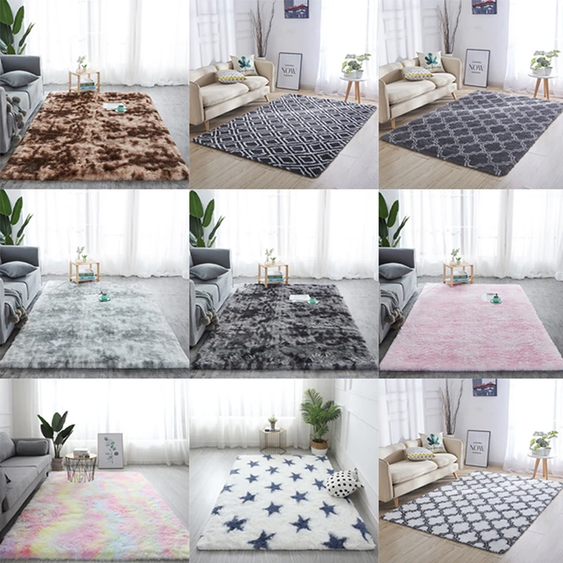 

Shaggy Tie-dye Carpet Printed Plush Floor Fluffy Mats Area Rug Living Room Mats 40*40cm