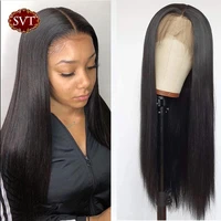 svt malaysian straight lace frontal 13x4 human hair wigs for black women preplucked baby hair remy long straight 4x4 closure wig