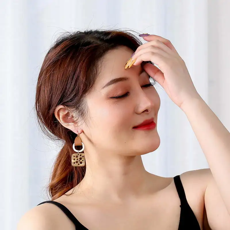 

ZWPON Fashion Square Punching Matte Zinc Alloy Leather Drop Earrings Zinc Alloy Long Tassel Drop Earrings for Woman Jewelry