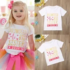 Детская футболка, летняя модная детская футболка, свободная футболка с короткими рукавами, топы с надписью Big Sister 2020, детская одежда