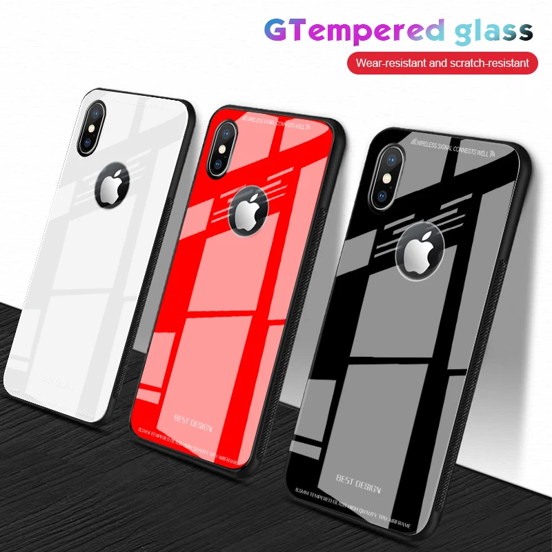 

Tempered Glass Phone Case For iPhone XR XS Max 7 8 6 6S Plus Hard Protective Glass Case For iPhone X 11 Pro Max Back Cover Coque