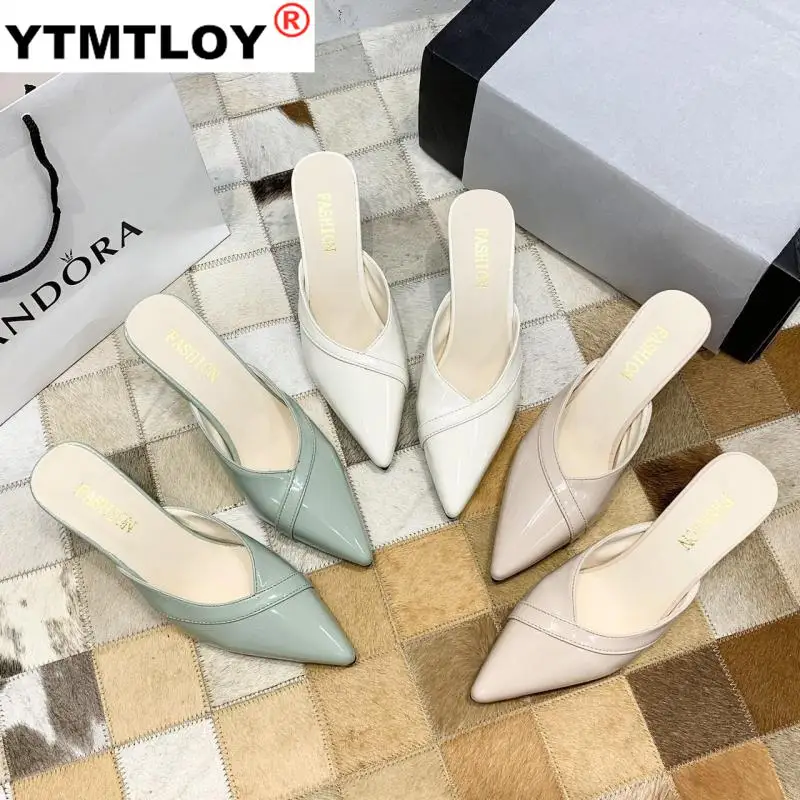 

Women Slippers 2020 Sexy Elegant Outside Shoes Korean Fashion Casual Slippers Women Summer High heel Zapatos De Mujer
