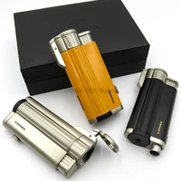cohiba 4 torch flame cigar cigarette metal lighter butane jet tobacco lighter with punch gift box refillable mens smoking tool