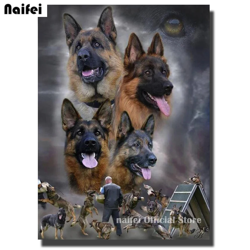 

Full 5D Diy Diamond Painting German Shepherd Dog Diamond mosaic square Rhinestone Diamond Embroidery round crystals painting