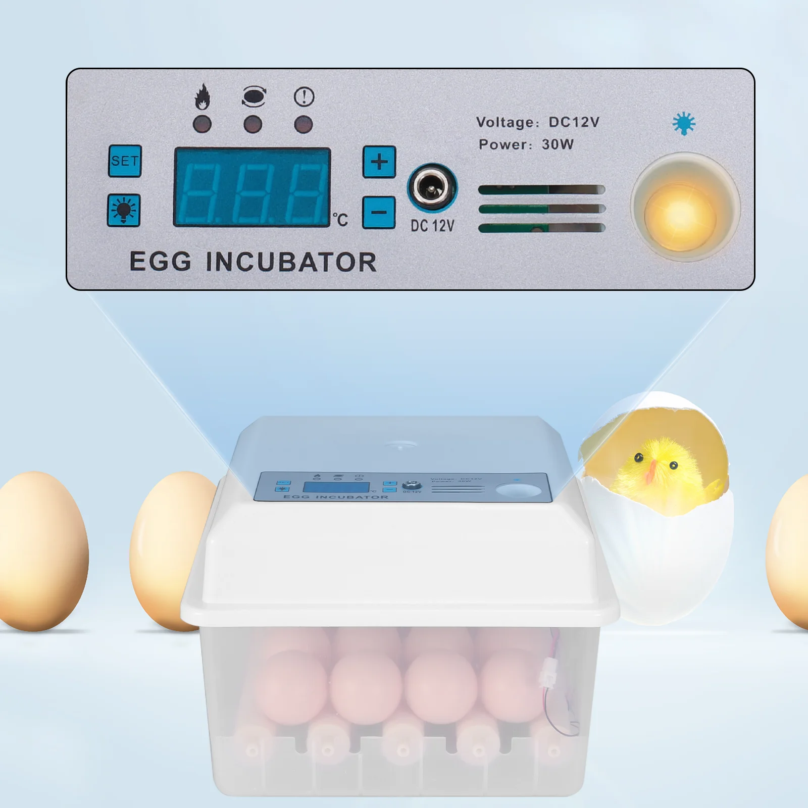 110V/220V Household 16 Eggs Incubator Double Power Intelligent Automatic Egg Hatchers for Chicken Duck Goose Pigeon Bird Quail