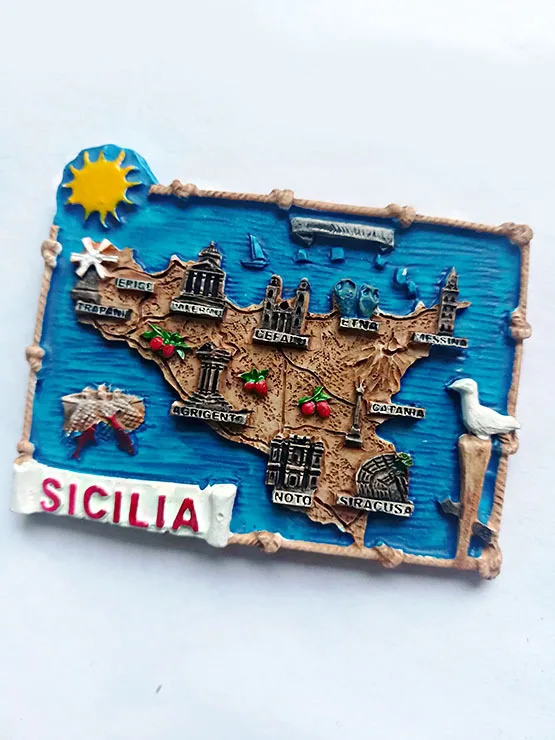3d смолы холодильник стикер Sicilia Италия карта сувенир магнит декор для