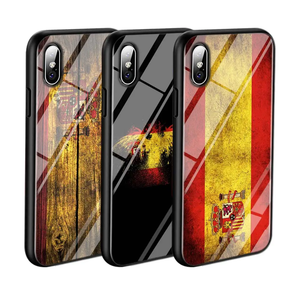 Черный чехол для iPhone 11 11Pro Max испанские национальные флаги для iPhone X XR XS Max 8 7 6 6S Plus 5S глянцевый чехол для телефона