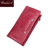 contact%e2%80%98s genuine leather wallet women clutch large capacity female long purse zipper pocket card holder casual ladies wallets