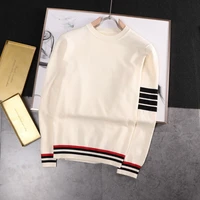2020 new solid brand sweater mens pullover striped slim fit jumpers knitred wool autumn warm korean style casual men clothes