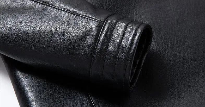 

Fur Long-sleeve Male Coats zipper Mens Business Casual PU Leather Jacket Brand Men's New Fashion Winter warm clothes Outerwear