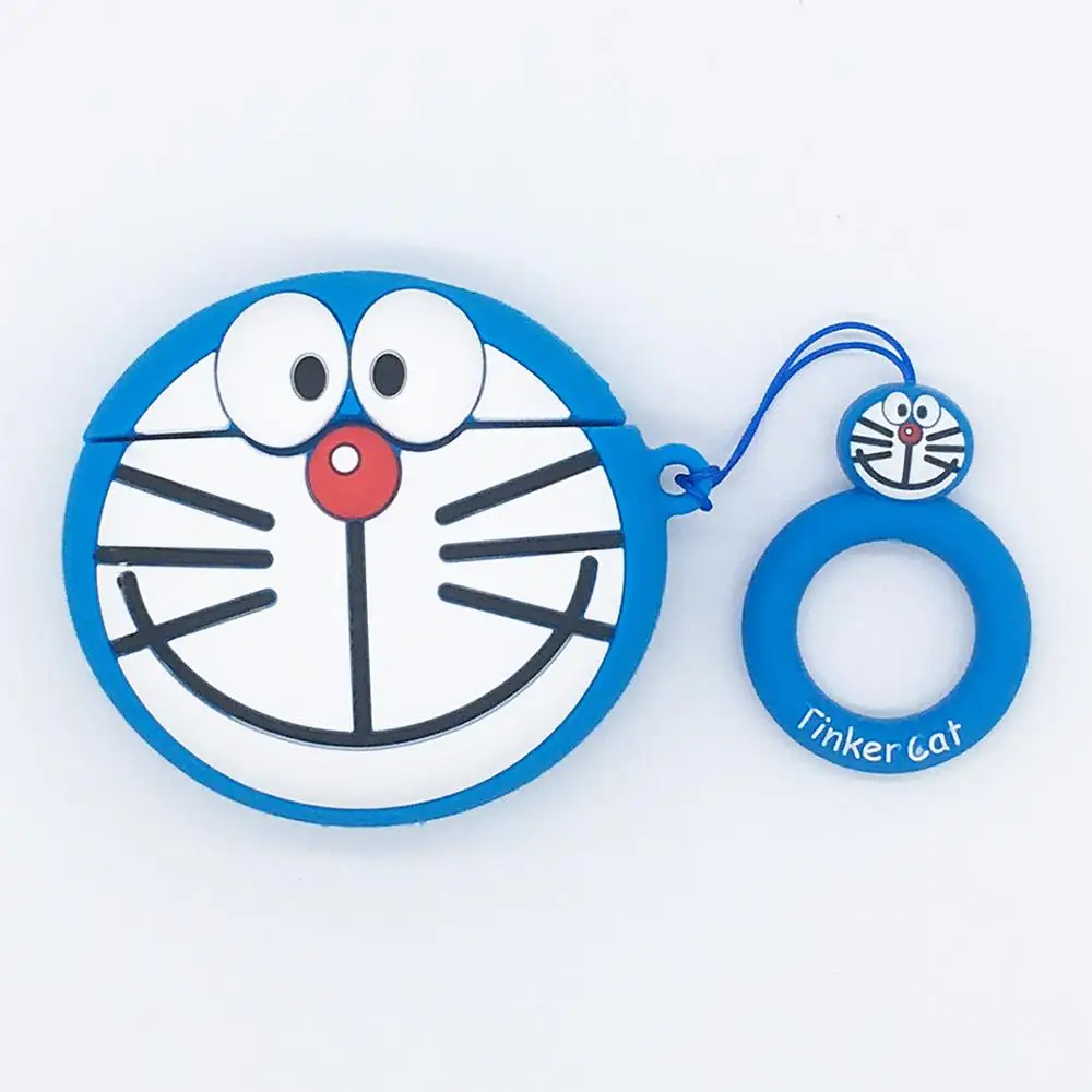Симпатичные Мультяшные наушники Doraemon Robot Cat Airpods Чехлы для Apple 1/2 силиконовый
