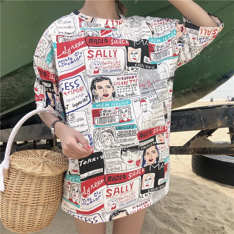 Футболка женская с коротким рукавом летняя большого размера|Футболки| |