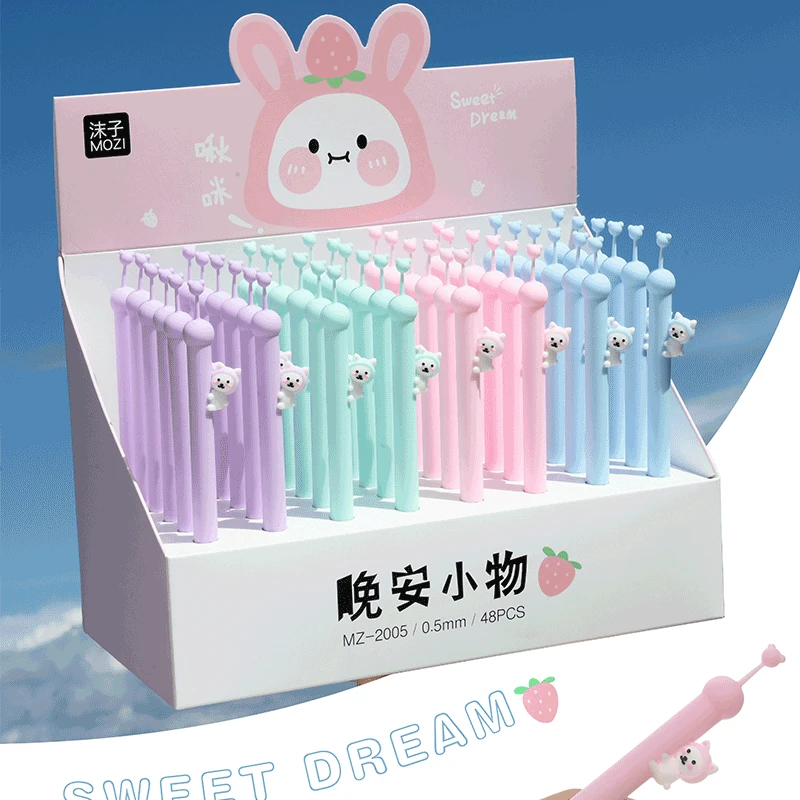 

48 pcs/lot Kawaii Bear Gel Pen Cute 0.5mm black Ink Signature Pens Promotional Gift Office School Supplies