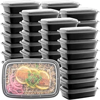 12pcs 1000ml disposable lunch box plastic fruit salad container with lid microwavable meal prep gym office preparation bento box