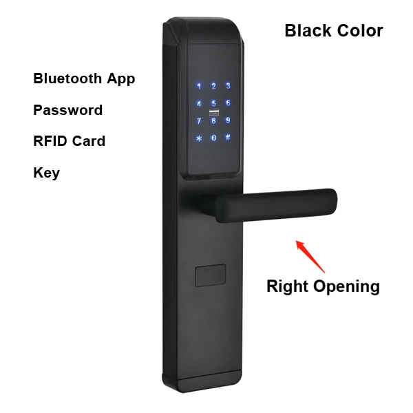Black-Right Безопасность Смарт биометрический отпечаток пальца цифровой код RFID карты электронный дверной замок с Bluetooth App WiFi для дома - Цвет: Black-Right