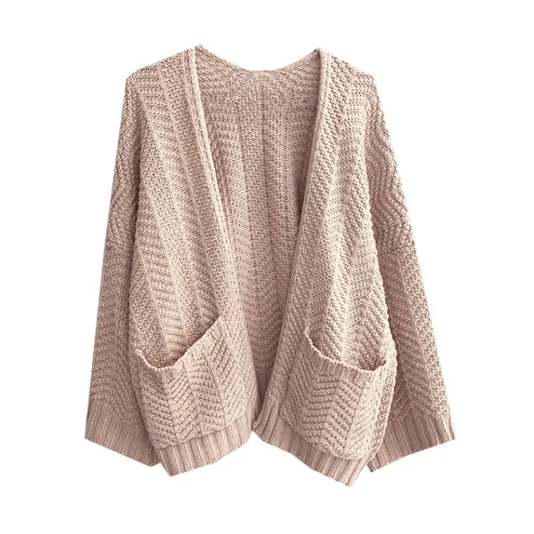 Офисный женский однотонный зимний свитер модный Свободный кардиган с v образным