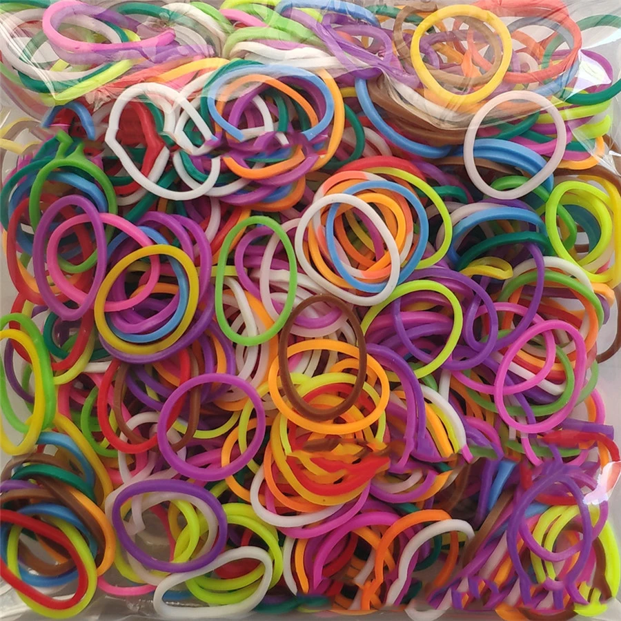 Mix color 600 эластичные резиновые браслеты разных цветов, детские домашние браслеты для плетения, браслеты для женщин - Окраска металла: Mix color