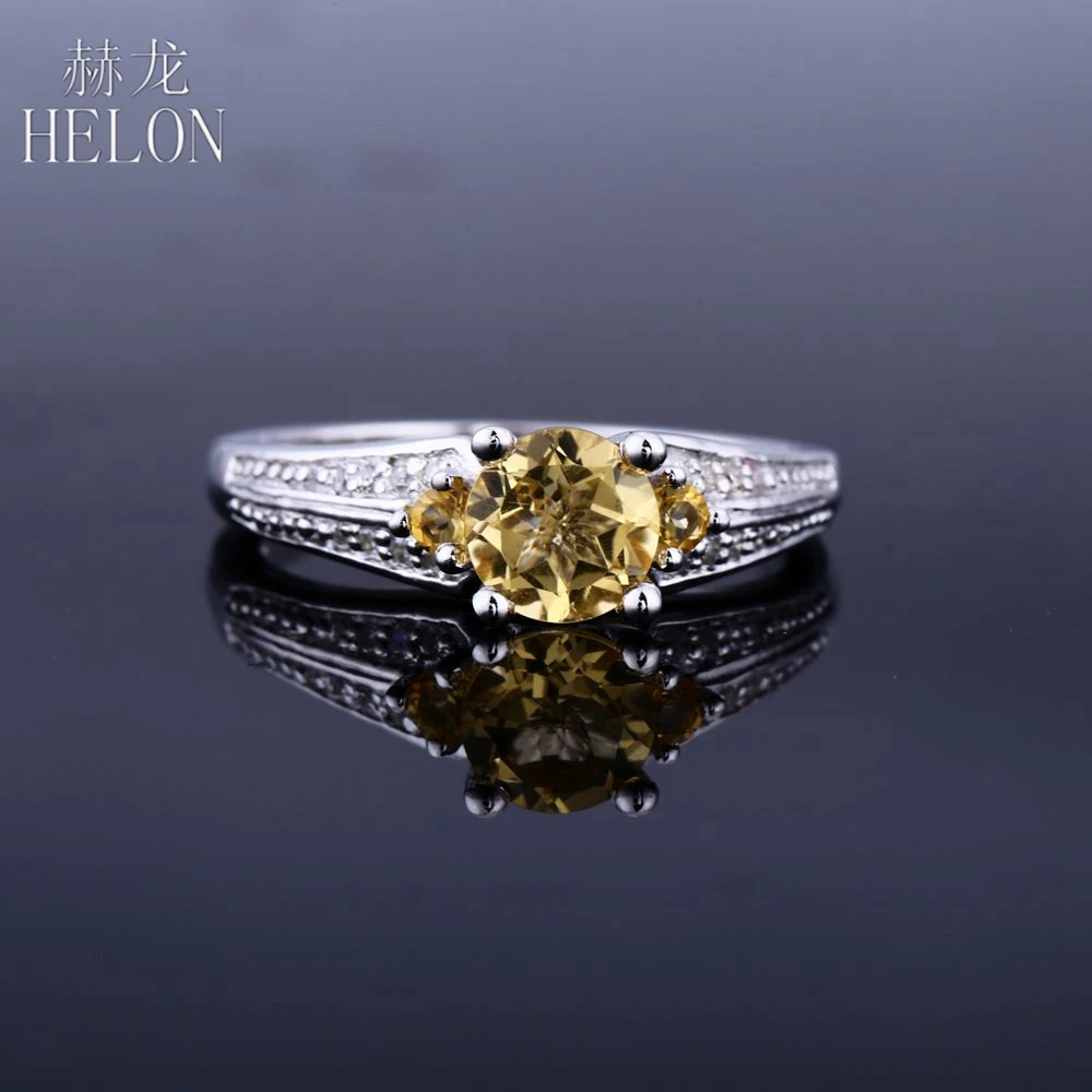 

Женское Обручальное Кольцо HELON, из белого золота 14 к, с натуральным цитрином и бриллиантами