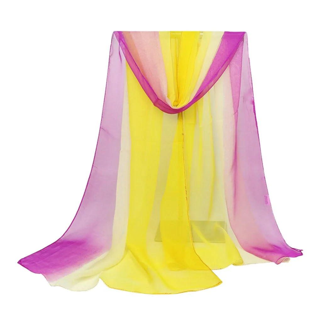 Женский градиентный шарф светильник шаль Тонкий пляжный модный Шелковый зимний