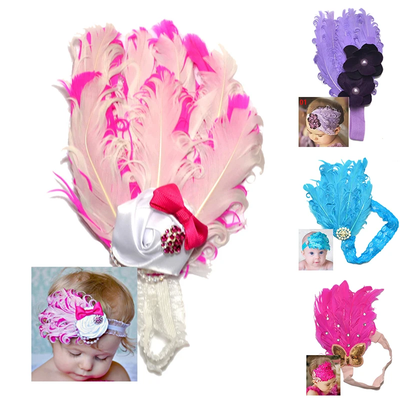 Детские резинки для волос эластичные зажимы с перьями цветами аксессуары