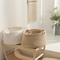 woven basket nordic style cotton thread storage basket storage bag dirty clothes basket folding laundry tub toy storage