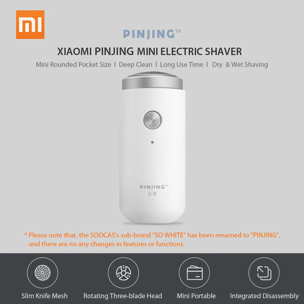 Xiaomi PINJING SO WHITE ED1 мини электробритва USB Перезаряжаемый инструмент для бритья портативный триммер для бороды моющаяся Мужская сухая влажная бритва