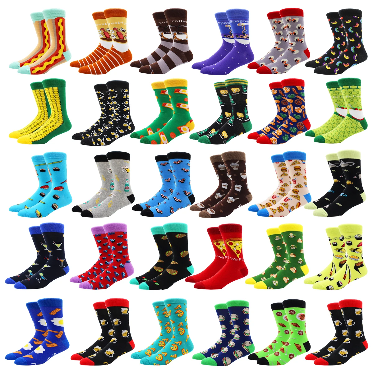 

Novelty cartoon food pattern cotton crew socks men and women autumn winter happy socks harajuku hip-hop combed cotton men socks