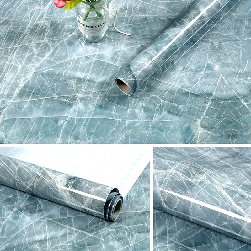 

2 Size Self Adhesive PVC Waterproof Oil-Proof Marble Wallpaper Contact Paper Wall Bathroom Kitchen Furniture Renovation Sticker
