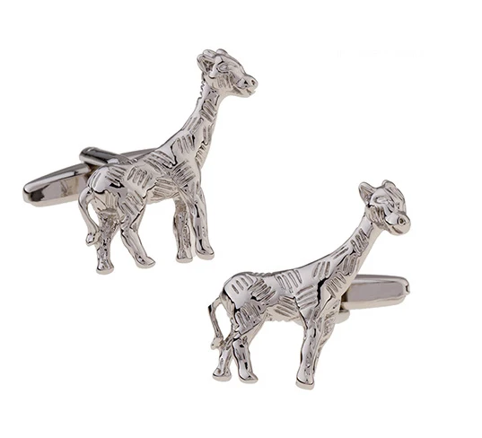 

New Arrival Giraffe Cuff Links Silver Color Cute Animal Design Quality Brass Material Men's Cufflinks Free Shipping
