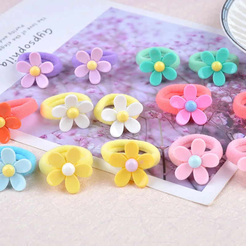 

10/20PCS Lovely Flower Princess Headwear Baby Headdress Girls Hair Accessories Fish Kids Elastic Hair Bands Children Hair Ropes