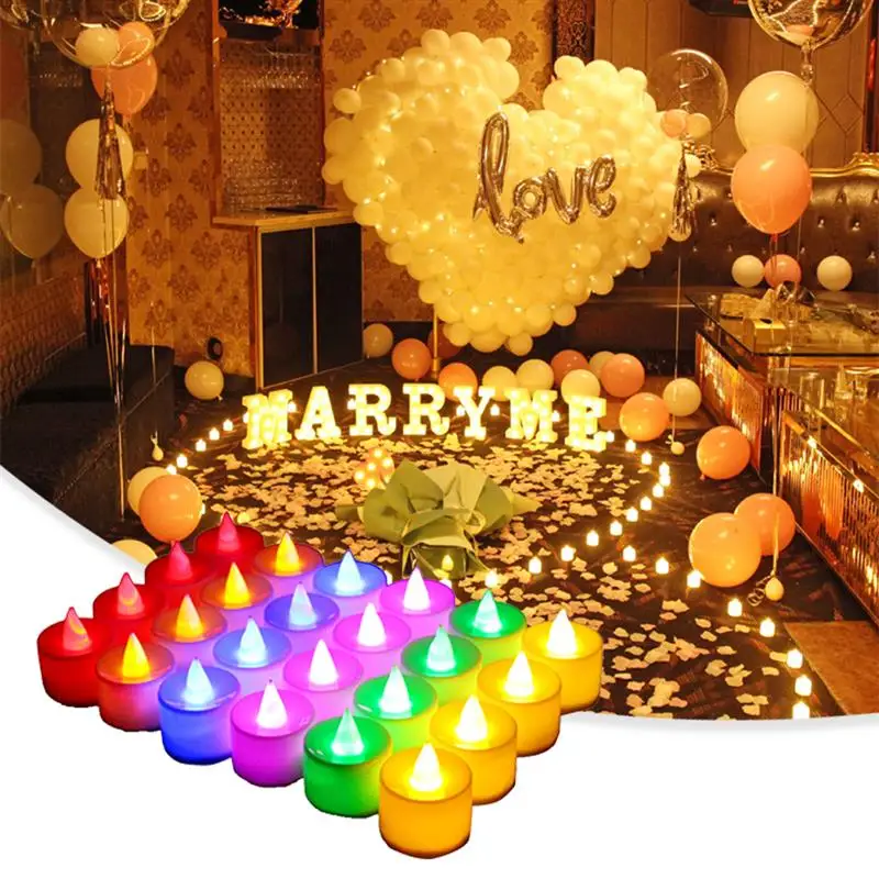 

Flameless Led Tealight Candles Battery Operated Lights Multicolor Lamp Battery Powered Led Tea Lights Birthday Party Decoration