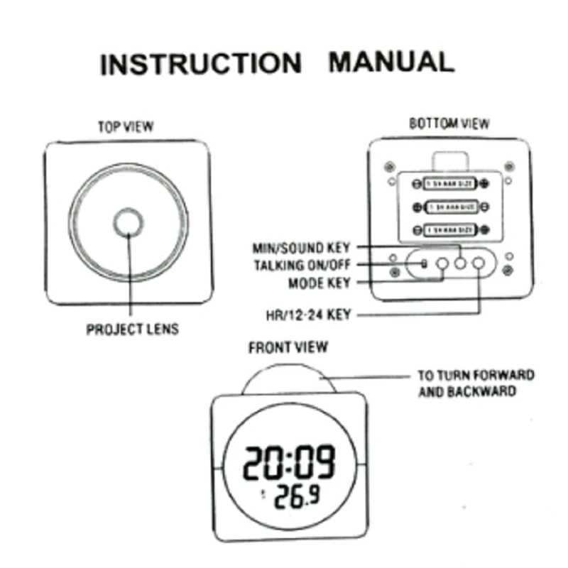 Проекционный Будильник цифровой ЖК дисплей голосовой говорящий Повтор