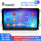 Автомагнитола Podofo, 2DIN, Android 10,0, 8 ГБ + 128 ГБ, стереоприемник для VW, Volkswagen, Golf, Polo, Skoda Octavia, Tiguan, Passat b6, b7