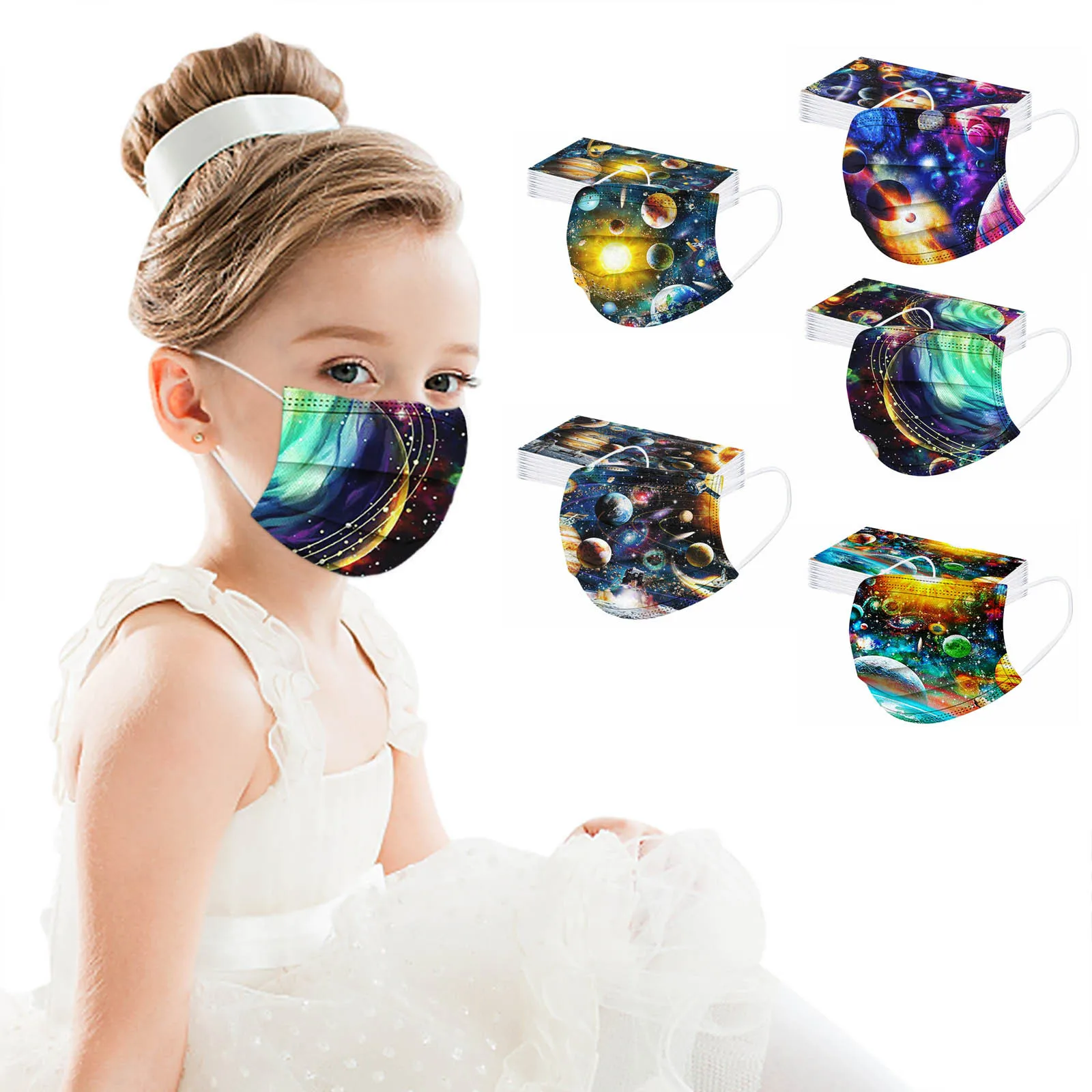 

10Pcs Cartoon Kids Mask 3 Layer Child Filter Hygiene Thicken Children's Face Mouth Mask Earloop Fast Delievry Halloween cosplay