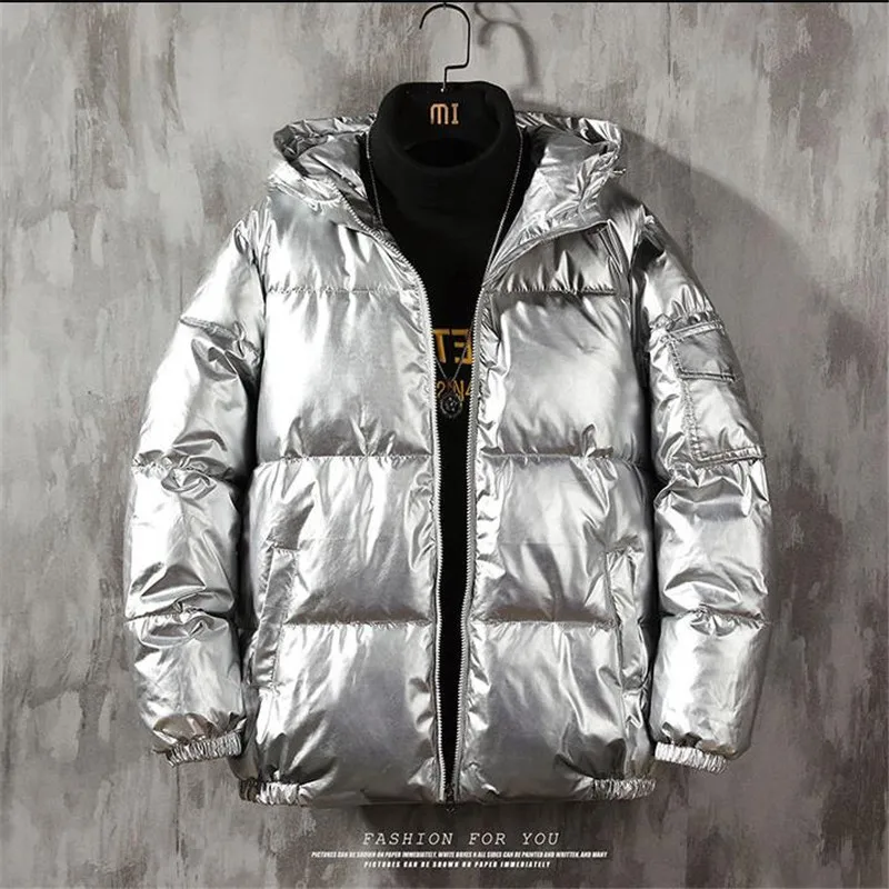 

Winter Jacket Mens Loose Thicken Bright Color Coat Loose Warm Padded Jacket Lugentolo
