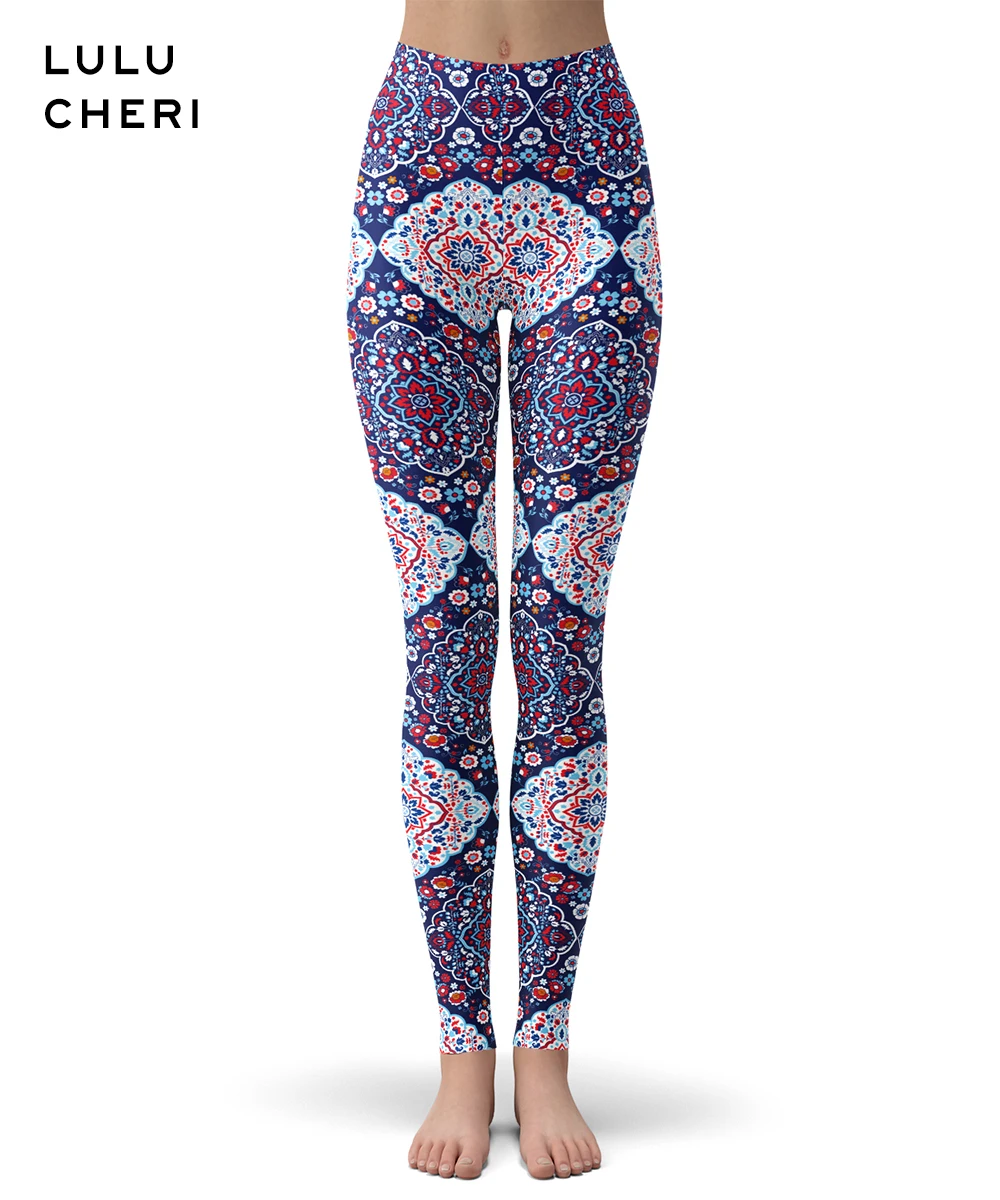 Ethnic Print Леггинсы с инди-фолк принтом для женщин и девушек, ацтекские этнические Мягкие штаны с начесом и бабочкой размера плюс, облегающие леггинсы с высокой талией для фитнеса - Цвет: Ethnic Print