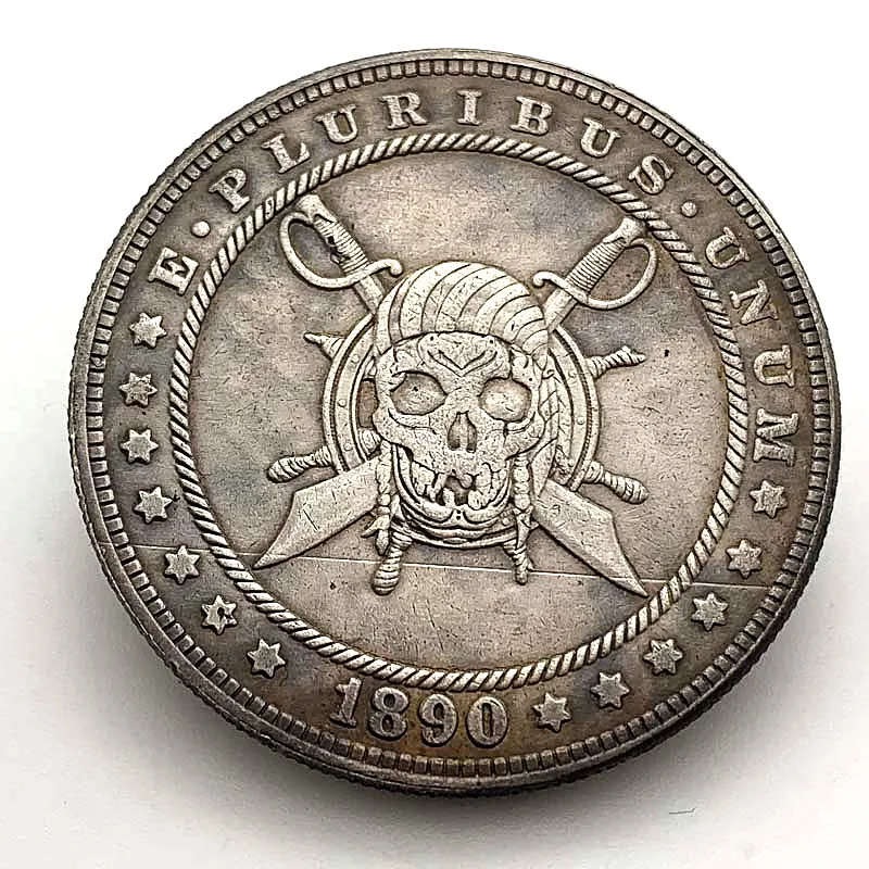 

1890 американский с разрезом на ноге, монета череп пирата памятная монета в подарок счастливая Монетка