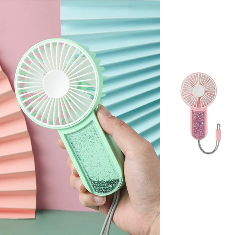 

Mini Handheld USB Fan Portable Personal Han Fan Shining Quicksand Star Design Portable Turbofan for Students Kids Adults