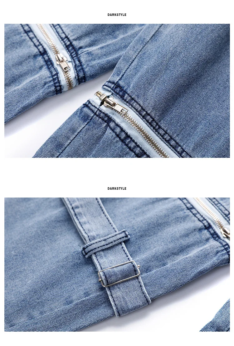 

IEFB 2021 Streetwear New Zipper Detachable Wide Leg Jeans Men's Fashion Hip Hop Loose Black Denim Pants Tide Trousers 9Y5077