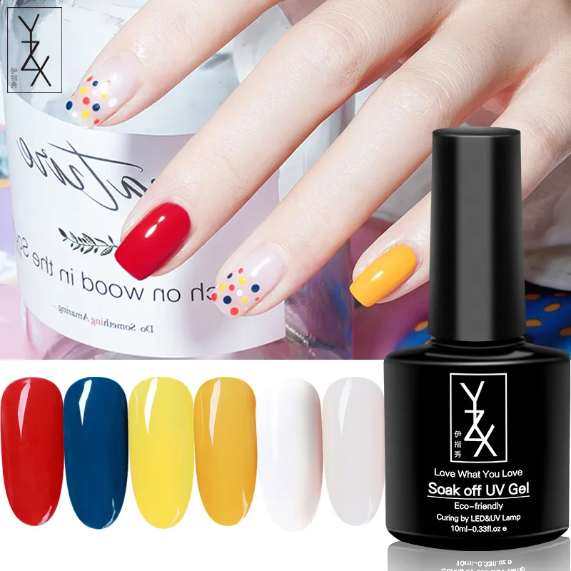 YXZ УФ/светодиодный гель для ногтей Soak Off 10 мл Toenail эмалевый лак Черный молочный белый желтый зеленый красный лак для ногтей для милых женщин