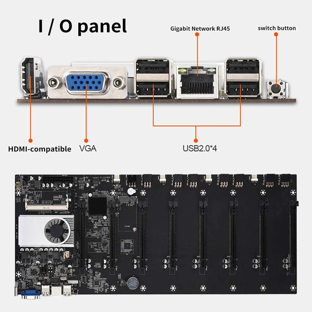 Billig BTC-37 Bergbau Motherboard SATA 3,0 8 GPU PCI-E 16X Motherboard Mit USB 2,0 DDR3 Speicher Slots Computer Teile