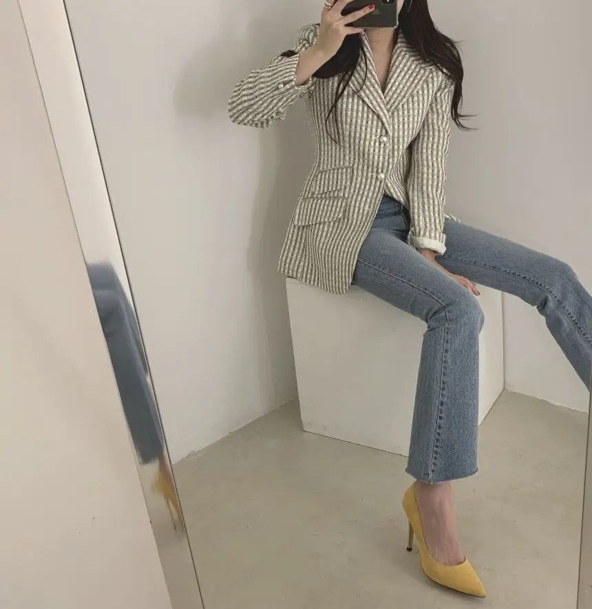 

Vintage Elegant Plaid Women Blazers Coats Long Sleeve Single-breasted Korean Ladies Suit Blazers 2020 Autumn Fashion Jackets