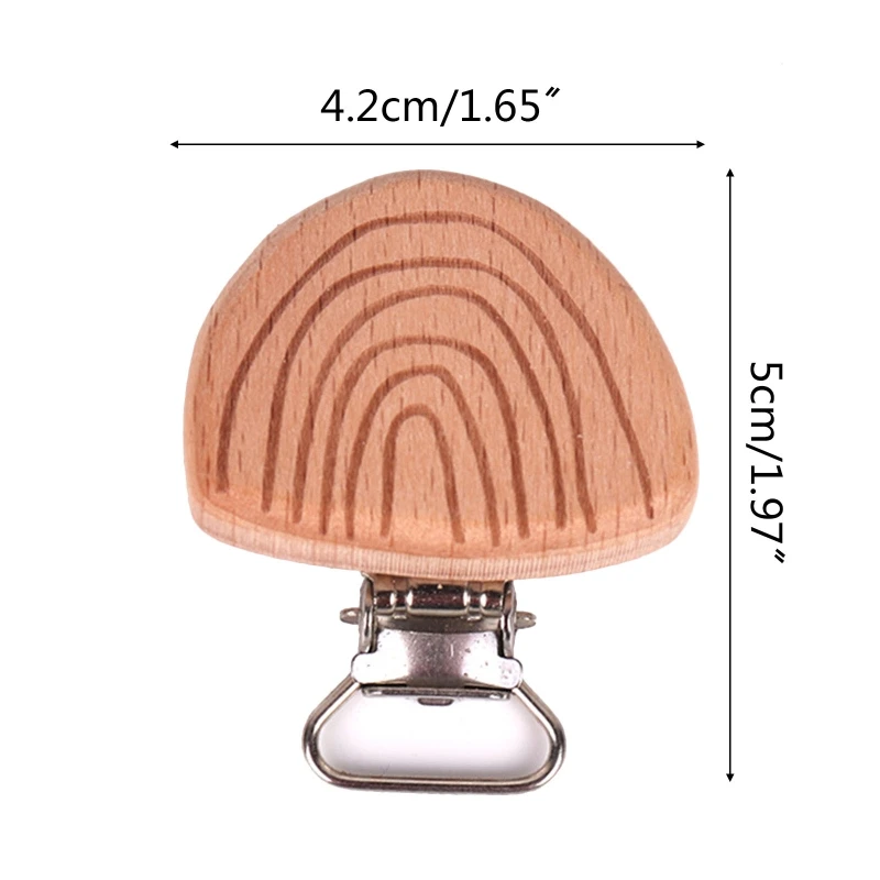 

2Pcs Wooden Pacifier Clip Beech Engrave Rainbow Baby Teether Safety Clasp Holder X5XE