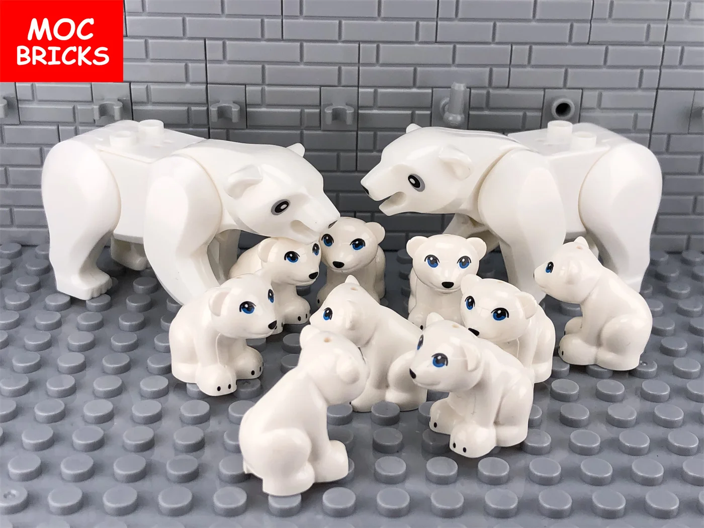 Кубики MOC ледяной океан животные белый медведь прозрачные синие ледяные куклы