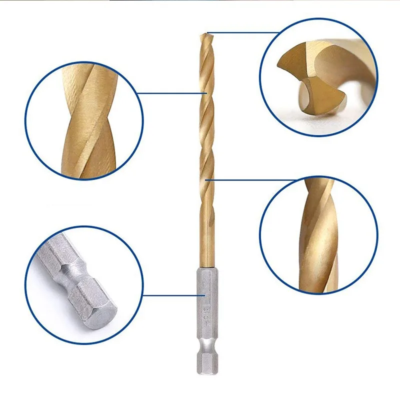 Набор быстрорежущих Сверл из быстрорежущей стали с титановым покрытием 13 шт.