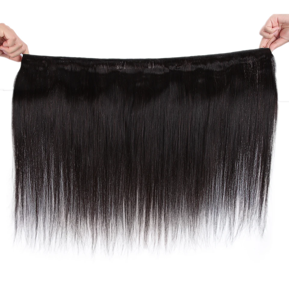 Гладкие прямые пучки волос с закрыванием 28 дюймов натуральных 100% бразильские 3