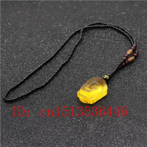 Natural Yellow White Crystal Buddha Head Pendant Beads Necklace Charm Jewellery Fashion Hand-Carved Luck Amulet Gifts | Украшения и