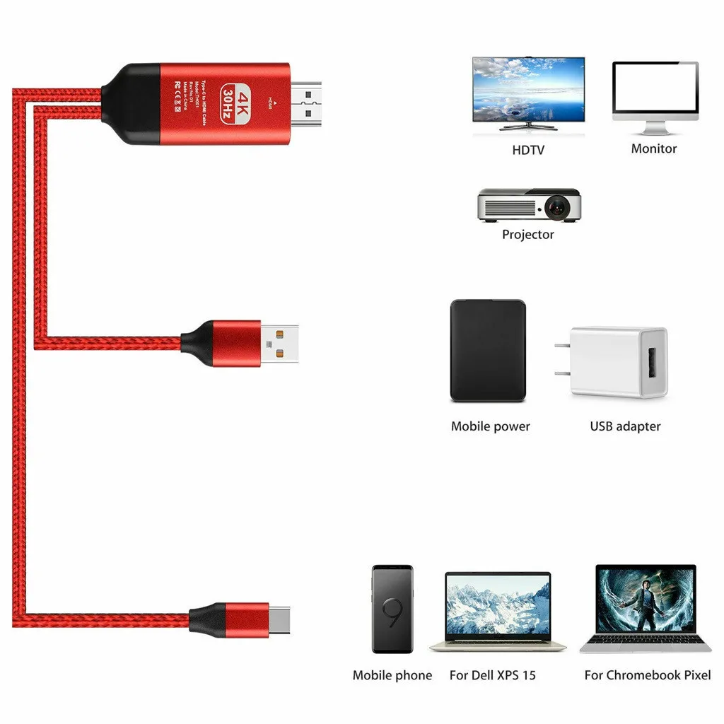 Кабель адаптер Ouhaobin Type C USB HDMI HDTV 4K для Samsung Note10/Note10 + телевизора монитора|Кабели HDMI|