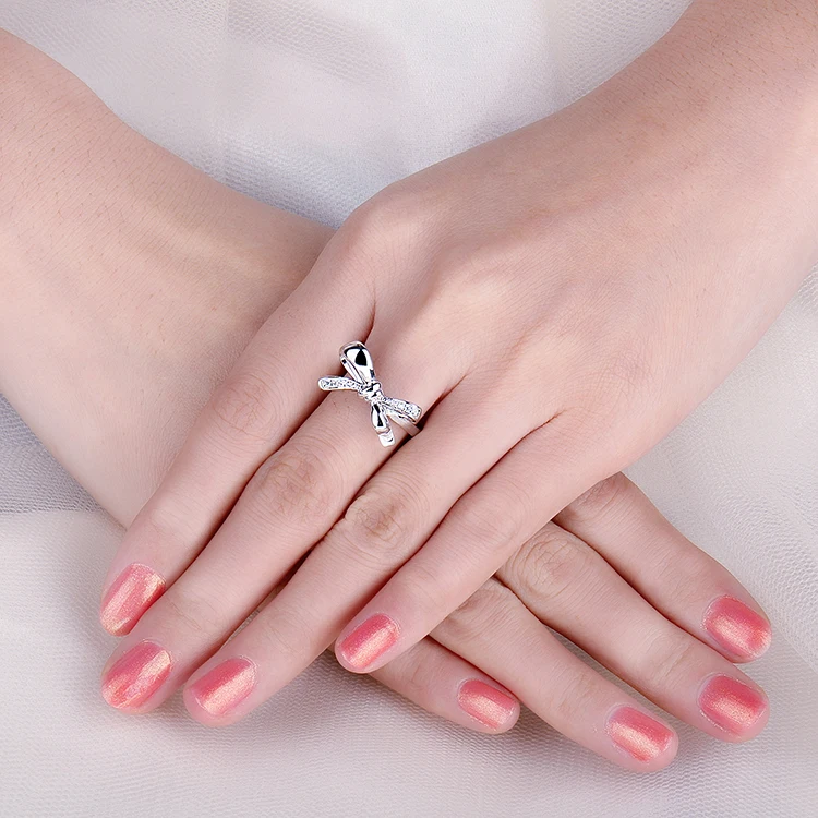 JewelryPalace модный кубический цирконий бантом обещание Регулируемая кольцо 925 пробы серебро ювелирных украшений для Для женщин Подвеска-амулет для вечеринки подарок